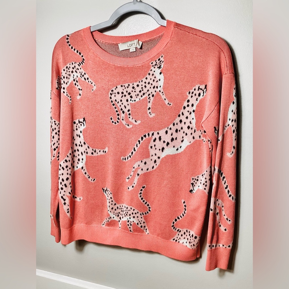 LOFT Pink leopard sweater
